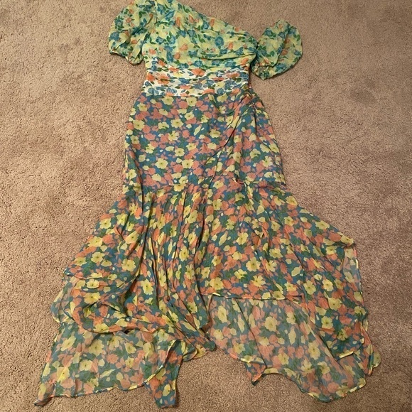 AMUR- Multicolored Floral “Jaylah” Off the Shoulder Midi Dress - Picture 5 of 8